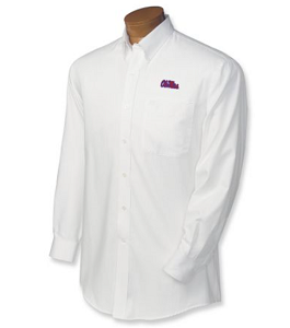 Ole Miss Rebels B&T LS Nailshead Sport Shirt - White